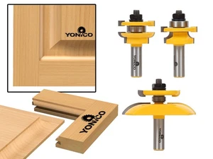 Round Over 3 Bit Cabinet Door Router Bit Set - 1/2" Shank - Yonico 12343 - Picture 1 of 2