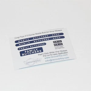 Corgi Toys 413 Karrier Mobile Butchers Shop Sticker Set - Picture 1 of 3
