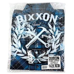 DIXXON Flannel x Parkway Drive Men's MEDIUM Deep Blue Collab Band Plaid Shirt - Picture 1 of 14