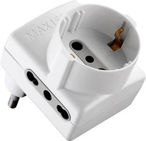 70066 Adattatore Multipresa Con Spina Salvaspazio, Presa Tripla Schuko Bivalente - Foto 1 di 12