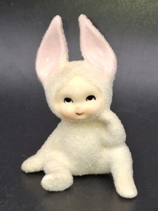 Vintage Sugar Textured Snow Bunny Rabbit Girl Figurine Japan Anthropomorphic - Picture 1 of 15
