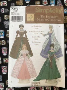 *OOP* Simplicity  #9521 Doll Museum Collection Pattern for 11 1/2” fashion dolls - Picture 1 of 3