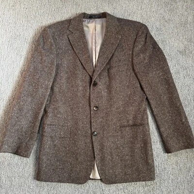 Abrigo Deportivo Hugo Boss Hombre 40R Marrón Espiga Lana Seda Blazer De Colección Foto 1 de 4