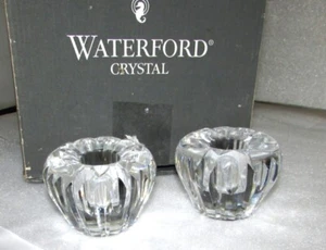 Pair Waterford Crystal 2" Single Light Candlesticks Candle Holders - Picture 1 of 15