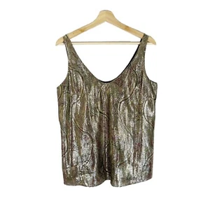 J Crew Cate Trägertop vergoldet Paisley gold Lamé Seidenmischung gold metallic Gr. 4 - Bild 1 von 12