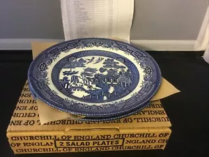 CHURCHILL OF ENGLAND Set Of 2 Salad Plates Blue Willow Original Box NIB BW09 - Picture 1 of 1