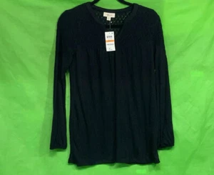 Style & Co Crochet-Yoke Top Black S $59 - Picture 1 of 9