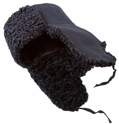 Karakul fur Russian winter hat Ushanka Trapper Hunter Ear Flaps Woolen top - Image 1 of 4