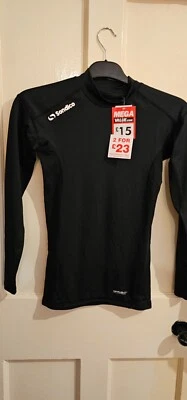 Sondico Mens Base Layer Sports Top Long Sleeve Black Logo Stretch Size Small - Image 1 of 4