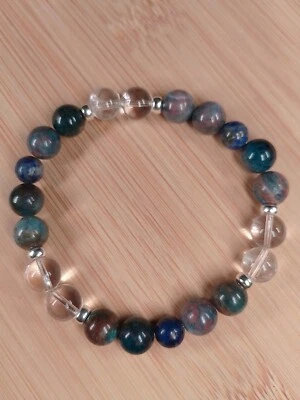 Armband Edelstein: Bergkristall, Lapislazuli, Apatit, Sterlingsilber 925 - Bild 1 von 4