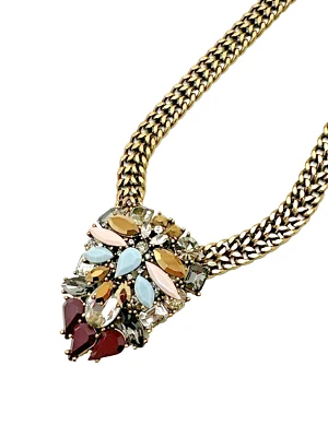 Gargantilla colgante J CREW estrás collar boho doble eslabón cubano 16" Foto 1 de 4