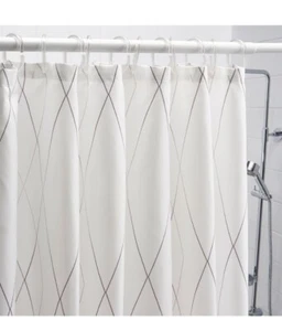 Ikea BASTSJON Duschvorhang, weiß/grau/beige,180x200 cm., - Bild 1 von 6