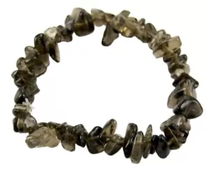 Smoky Quartz Natural Crystal Gemstone Chip Chakra Stone Stretch Bracelet - Picture 1 of 1