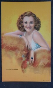 MUTOSCOPE CARD ALL AMERICAN GIRLS "BACHELOR MADE "UNCIRCULATED PINUP EXHIBIT 