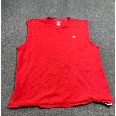 Champion Men's Red Sleeveless Crew Neck Double Dry Muscles T-Shirt Size 2XL - Image 1 of 4