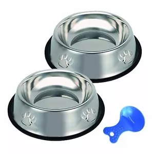 Stainless Steel Cat Bowl 2 Pack Metal Dog Bowls for Food and Water Non-Slip Pet - Picture 1 of 8