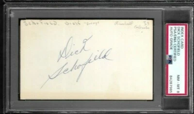 Index Card Autograph Dick Schofield Cardinals PSA 8 STUNNING! - Image 1 of 2