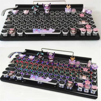83 /104 Keys Kuromi My Melody Cinnamoroll Mechanical Keyboard Keypad Cyan Axis - Image 1 of 4