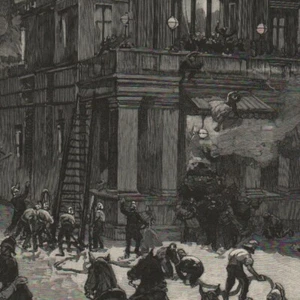 Angleterre Devonshire - Incendie du théâtre d'Exeter - Gravure de presse 1887 - Imagen 1 de 2