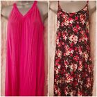 Size 8-10 TWO Viscose jersey nightdress Fuchsia Pink & Black Floral