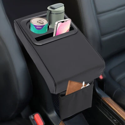 Universal Car Armrest Cushion Pad Center Console Storage Box Cover Cup Holder - Image 1 of 4