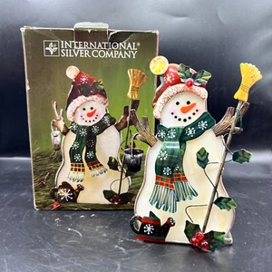 Snowman Stained Glass Votive by International Silver Co.  - Picture 1 of 3