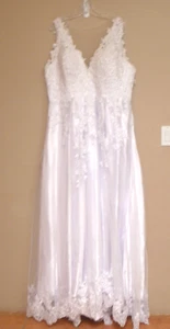 Perlen & Spitze Brautkleid Größe 18 weiß Satin Tüll ärmellos Kleid - Bild 1 von 17