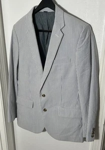 J. Crew Men's Thompson Seersucker Blazer 40R Two Button Cotton Sport Coat Jacket - Picture 1 of 8