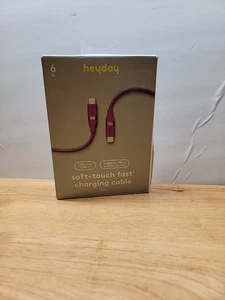 Heyday 6' USB-C auf USB-C weiches robustes Schnelllade-Silikonkabel - Neonviolett - Bild 1 von 7