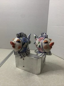 Fancy Fish Kissing Steinzeug Salz und Pfeffer Set handbemalt Diane 2002 - Bild 1 von 8