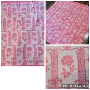 Manta reversible vintage rosa blanco tiro abuela casa núcleo 64x58 pulgadas amada - Imagen 1 de 17