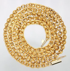 14KT YELLOW GOLD 4MM MODIFIED ROLO LINK CHAIN 24" NECKLACE - Picture 1 of 11