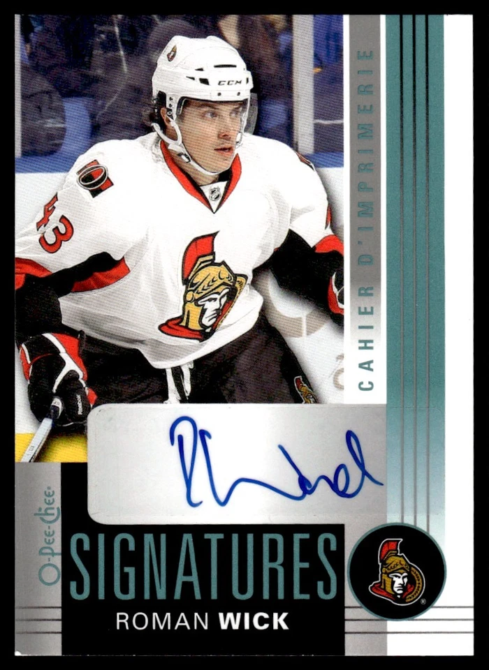 2013-14 O-Pee-Chee Signatures Roman Wick Auto Ottawa Senators #OPC-RW - Image 1 of 2