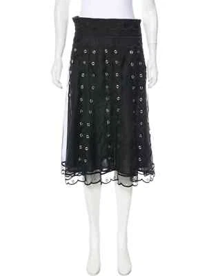 Espectacular Falda Midi ROJA VALENTINO Negra Adornada Seda Talla 8 (IT 44) Foto 1 de 4
