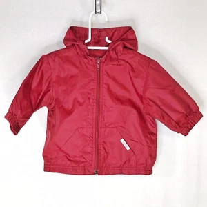 BabyGap Jacket Sz 6-12 Months Red Hooded Windbreaker Full Zip Perforated Lining - Picture 1 of 7