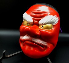 Japan vintage Pottery Tengu / Karura Facet kagura Buddhist statue Temple oni a7