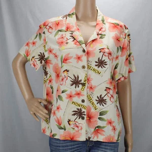 Havana Jacks Cafe Tropical Breezewear Petite XL Camisa Coco Botones Florales - Imagen 1 de 12