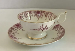Vintage, Beautiful! Coalport Bone China Gilded Pink & White Teacup & Saucer Set - Picture 1 of 9