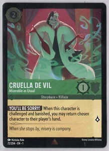 1x Cruella De Vil - Miserable as Usual *Foil* Lorcana - The First Chapter - Rare - Imagen 1 de 1
