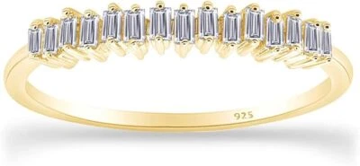 1/4ct Natural Diamond Half Eternity Stackable Wedding Band Ring Sterling Silver - Image 1 of 4