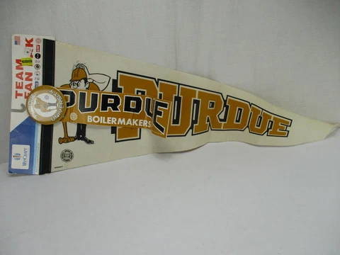 PURDUE Pete BOILERMAKERS 30" Pennant Bumper Sticker Pin Set Vintage Banner Cover