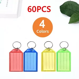 60pcs Assorted Colorful Plastic Key Chain Tag Luggage Labels Classified Tags - Picture 1 of 11