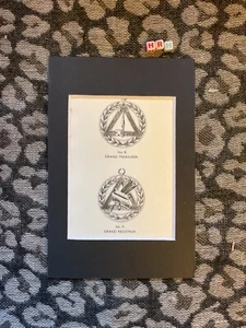 VERY RARE ART PRINT POCKET ILLUSTRATION, MASONIC FREEMASON IMAGERY, MOUNTED - Picture 1 of 3