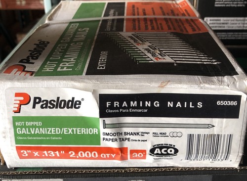 Paslode 650230 Finish Nails – 1-1/4 Inch, 16 Gauge, 20-Degree Angled, Galvanized, 2000-Count Box, For Trim And Molding
