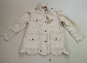 Twin Set Women's Ivory Canvas Scalloped Jacket Size 44 UK 12 New With Tags