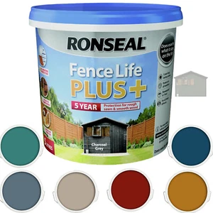 RONSEAL Fence Life Plus Paint Garden Shed Rough Swan & Smooth Exterior Wood 5Ltr - Picture 1 of 25