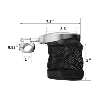 Universal Motorcycle Handlebar Cup Holder Metal Drink W/ Mesh Basket For Harley - Image 1 of 4