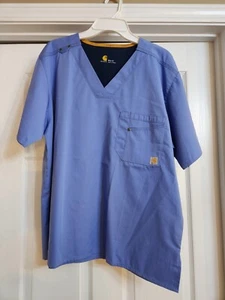 Carhartt Force Rockwell Mens Scrub Top Size-Medium Ceil Blue Medical Stain Resis - Picture 1 of 3