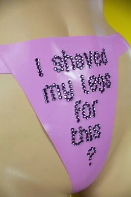 Latex Tanga Höschen (Wählen Sie Ihre Farbe) / Strass Kristalle Damen Unterwäsche - Bild 1 von 4