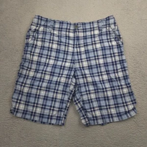 Aeropostale Mens Shorts 36 Blue Plaid Cotton Flat Front Casual Lightweight - Picture 1 of 10